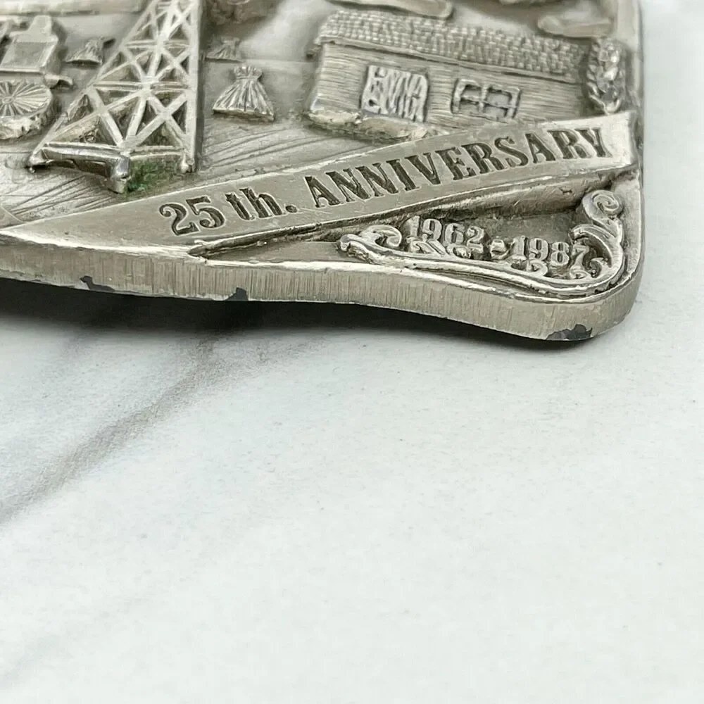 Vintage Double D Prairie Village 25th Anniversary Belt Buckle 1987 ✨